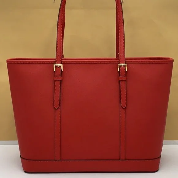 MICHAEL KORS JET SET TRAVEL LARGE TOP ZIP SHOULDER TOTE FLAME - Picture 4 of 15